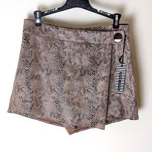 Faux Suede Snakeskin Skort